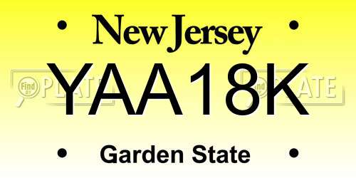 YAA18K New Jersey License Plate