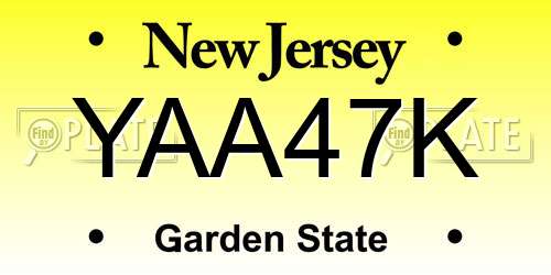 YAA47K New Jersey License Plate