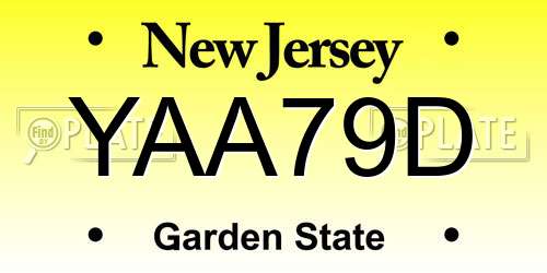 YAA79D New Jersey License Plate