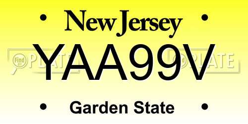 YAA99V New Jersey License Plate