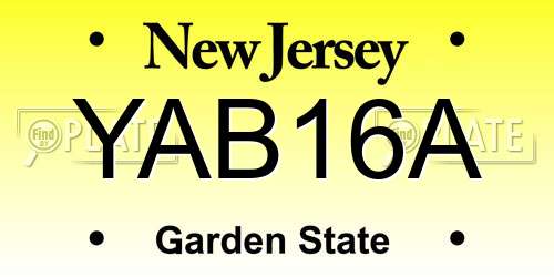 YAB16A New Jersey License Plate