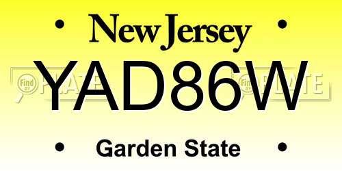 YAD86W New Jersey License Plate