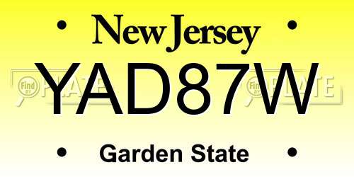 YAD87W New Jersey License Plate