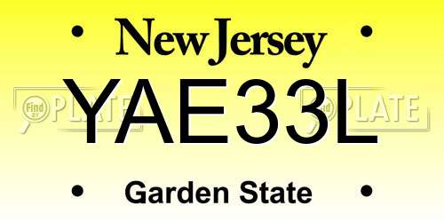 YAE33L New Jersey License Plate