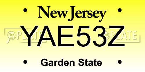 YAE53Z New Jersey License Plate