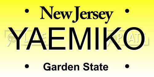 YAEMIKO New Jersey License Plate