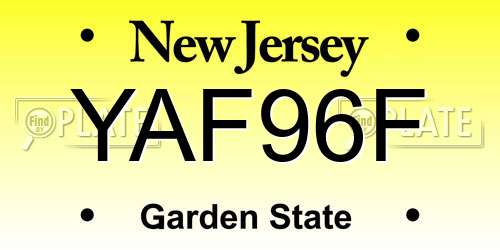 YAF96F New Jersey License Plate
