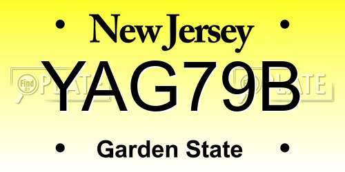 YAG79B New Jersey License Plate