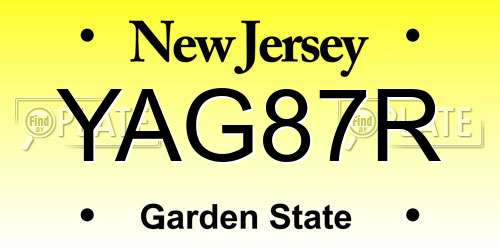 YAG87R New Jersey License Plate