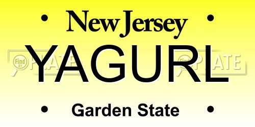 YAGURL New Jersey License Plate