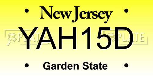 YAH15D New Jersey License Plate