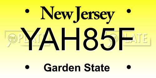 YAH85F New Jersey License Plate