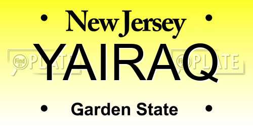YAIRAQ New Jersey License Plate