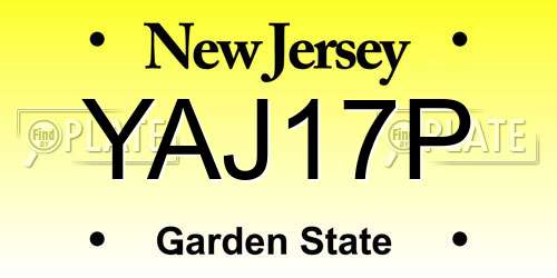 YAJ17P New Jersey License Plate