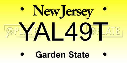 YAL49T New Jersey License Plate