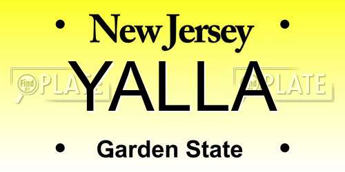 YALLA New Jersey License Plate