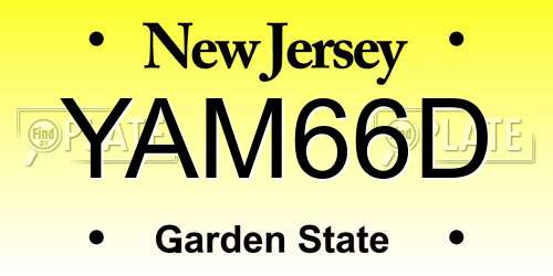 YAM66D New Jersey License Plate