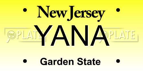 YANA New Jersey License Plate