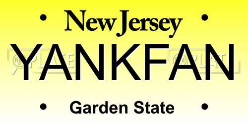 YANKFAN New Jersey License Plate