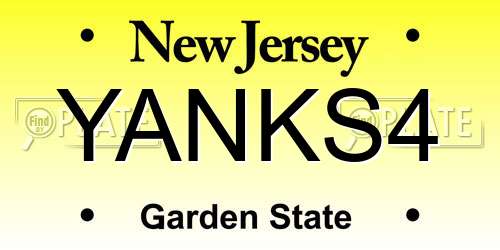 YANKS4 New Jersey License Plate