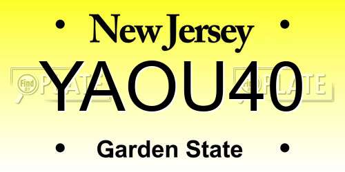 YAOU40 New Jersey License Plate