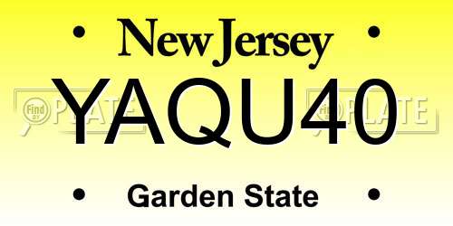 YAQU40 New Jersey License Plate