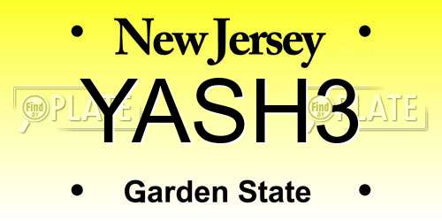 YASH3 New Jersey License Plate
