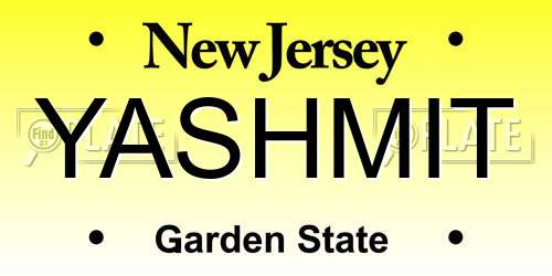 YASHMIT New Jersey License Plate