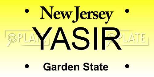 YASIR New Jersey License Plate