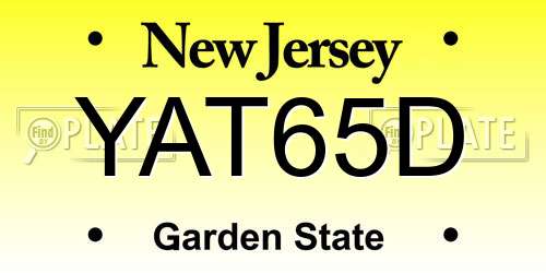 YAT65D New Jersey License Plate