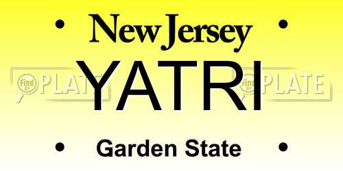YATRI New Jersey License Plate
