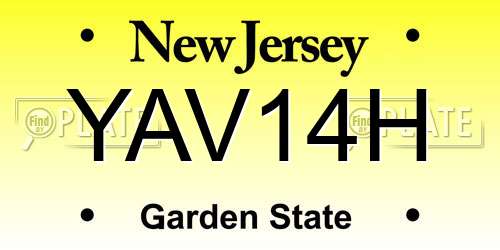 YAV14H New Jersey License Plate
