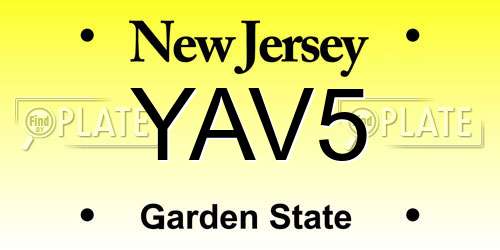 YAV5 New Jersey License Plate