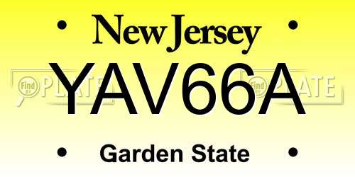 YAV66A New Jersey License Plate