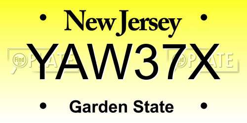 YAW37X New Jersey License Plate