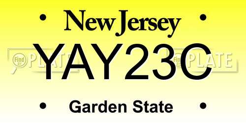 YAY23C New Jersey License Plate