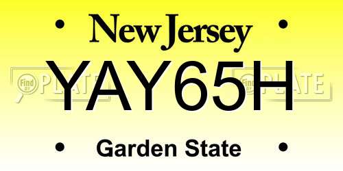 YAY65H New Jersey License Plate