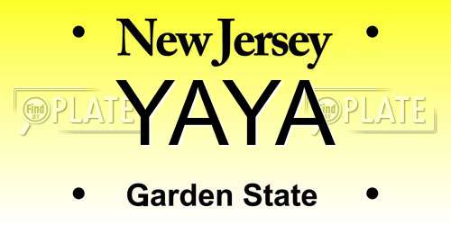 YAYA New Jersey License Plate