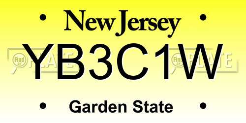 YB3C1W New Jersey License Plate