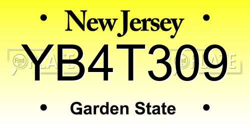 YB4T309 New Jersey License Plate