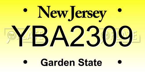 YBA2309 New Jersey License Plate