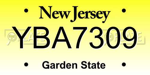 YBA7309 New Jersey License Plate