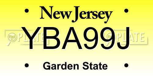 YBA99J New Jersey License Plate