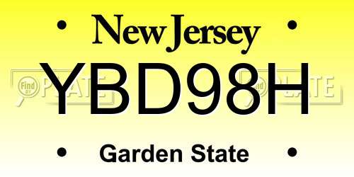 YBD98H New Jersey License Plate