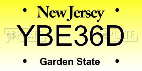 YBE36D New Jersey License Plate