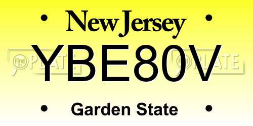 YBE80V New Jersey License Plate
