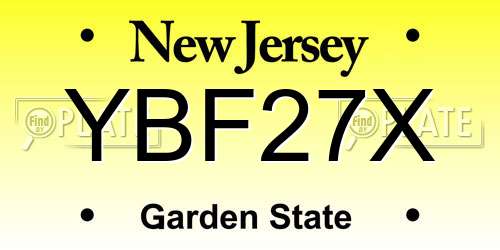 YBF27X New Jersey License Plate