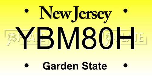 YBM80H New Jersey License Plate