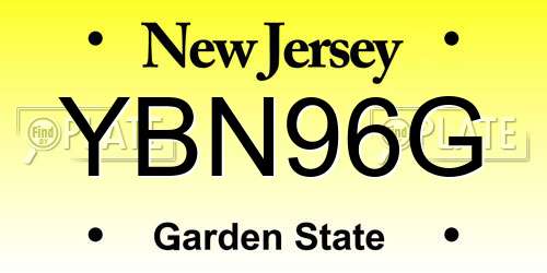 YBN96G New Jersey License Plate