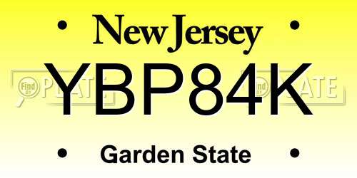 YBP84K New Jersey License Plate